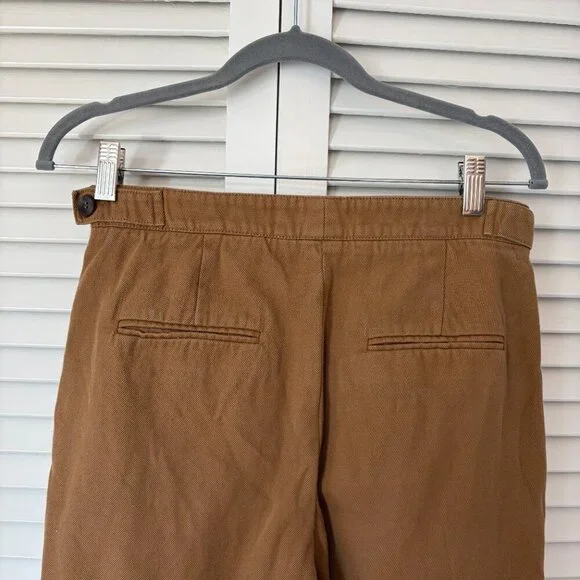 King & Tuckfield men's Tan Tab trousers 29 linen cotton toffee pleated *flaws*